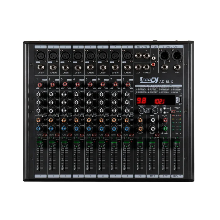 AD-8UX PRO DJ Mezclador de audio análogo