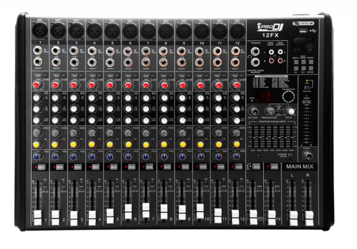 12FX PRO DJ Mezclador de audio análogo