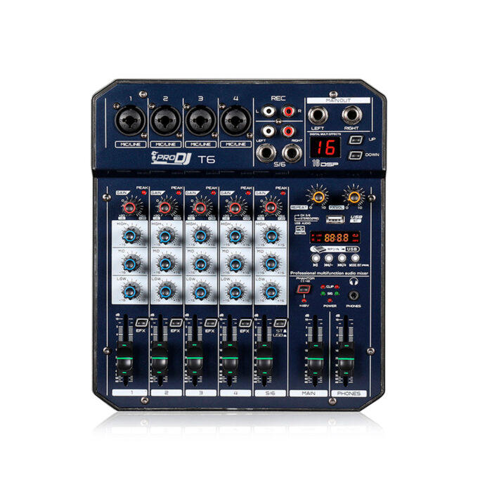 MEZCLADOR PRO DJ T6 CONSOLA CON INTERFAZ USB